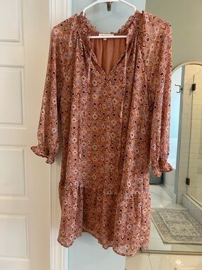 Skies Are Blue Rust Floral Tiered Mini Dress